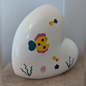 Hand Painted Heart Shaped Piggy Bank
